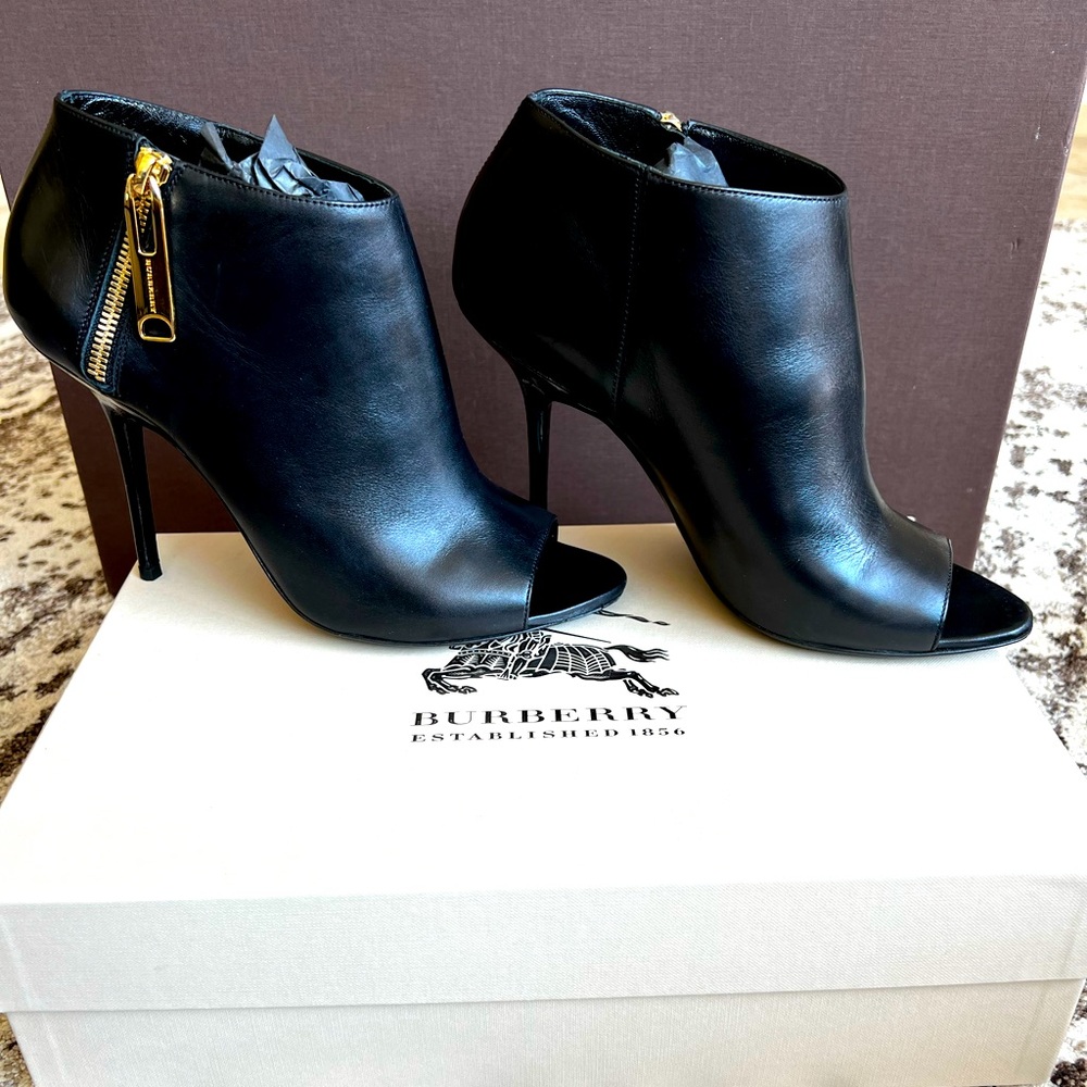 Burberry Peep Toe Ankle Boot